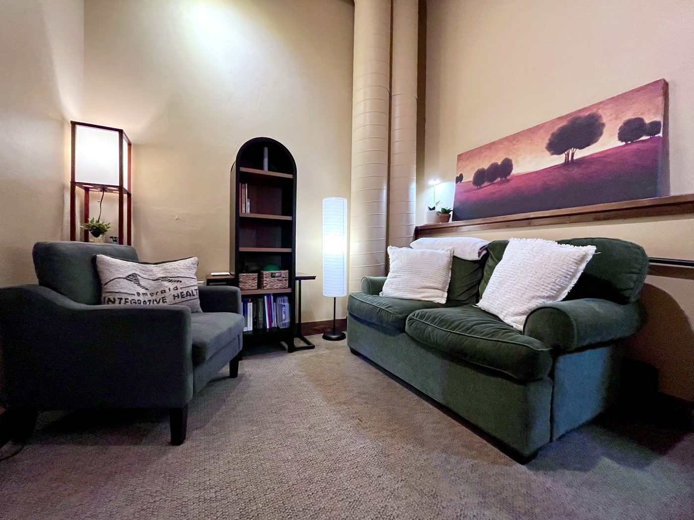Aleyna's warm, comfortable counseling office in Steamboat Springs